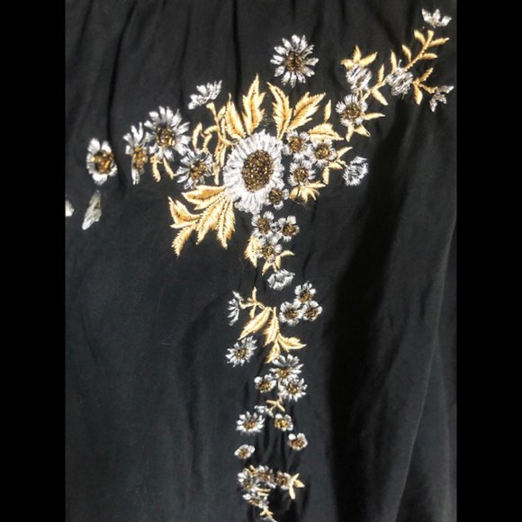 Anthropologie Odille silk beaded floral skirt - Picture 5 of 11